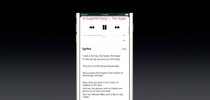 iOS Apple Music letras